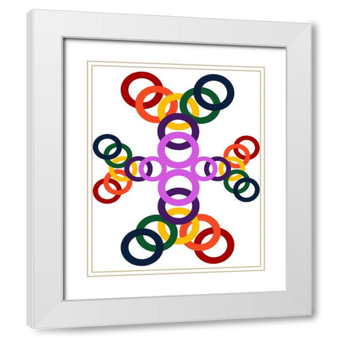 Rainbow Circles-10 White Modern Wood Framed Art Print with Double Matting by Homawoo, Richard