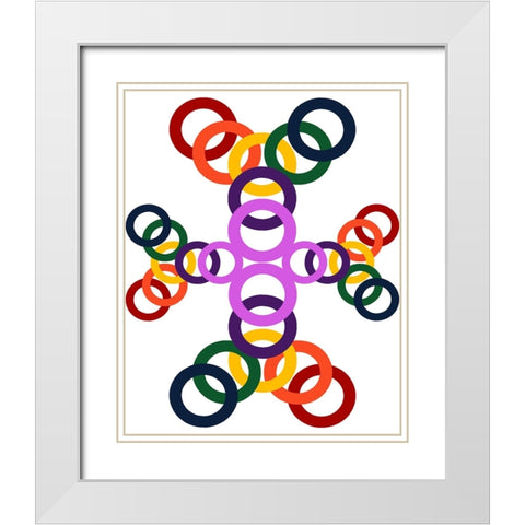 Rainbow Circles-10 White Modern Wood Framed Art Print with Double Matting by Homawoo, Richard