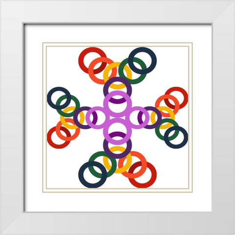 Rainbow Circles-11 White Modern Wood Framed Art Print with Double Matting by Homawoo, Richard