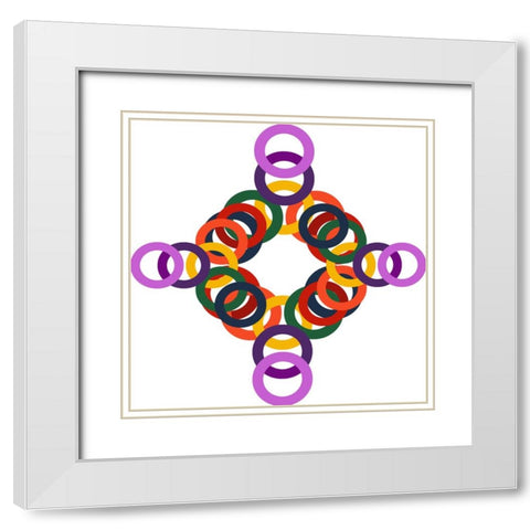 Rainbow Circles-13 White Modern Wood Framed Art Print with Double Matting by Homawoo, Richard