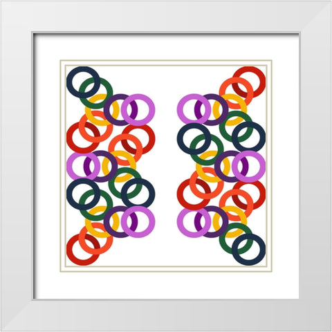 Rainbow Circles-15 White Modern Wood Framed Art Print with Double Matting by Homawoo, Richard