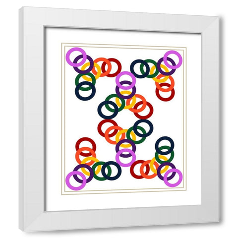 Rainbow Circles-16 White Modern Wood Framed Art Print with Double Matting by Homawoo, Richard