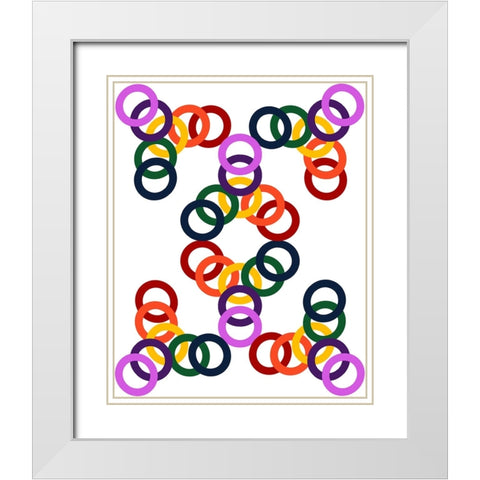 Rainbow Circles-16 White Modern Wood Framed Art Print with Double Matting by Homawoo, Richard