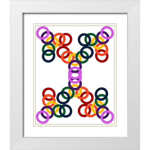 Rainbow Circles-17 White Modern Wood Framed Art Print with Double Matting by Homawoo, Richard