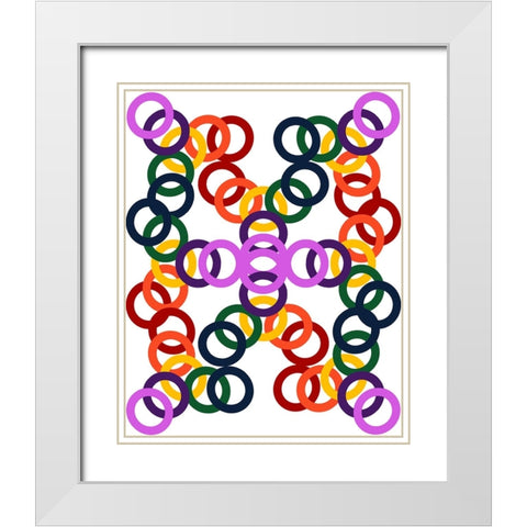 Rainbow Circles-18 White Modern Wood Framed Art Print with Double Matting by Homawoo, Richard