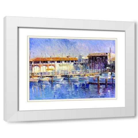 Fishermans Wharf White Modern Wood Framed Art Print with Double Matting by Wallich, Richard