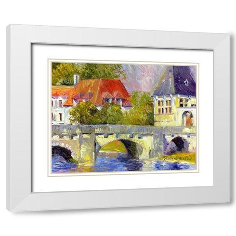 Brantome Bridge White Modern Wood Framed Art Print with Double Matting by Wallich, Richard
