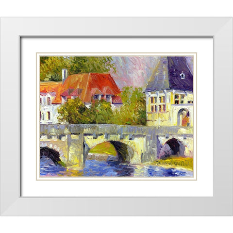 Brantome Bridge White Modern Wood Framed Art Print with Double Matting by Wallich, Richard