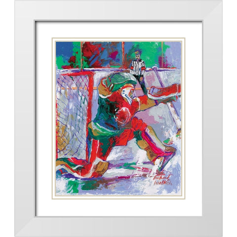 Goalie White Modern Wood Framed Art Print with Double Matting by Wallich, Richard
