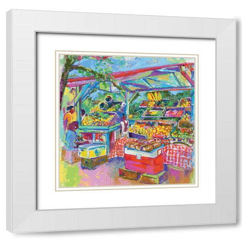 Fruit Market White Modern Wood Framed Art Print with Double Matting by Wallich, Richard