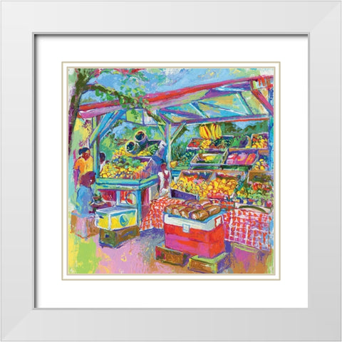 Fruit Market White Modern Wood Framed Art Print with Double Matting by Wallich, Richard