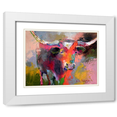 Texas Longhorn White Modern Wood Framed Art Print with Double Matting by Wallich, Richard