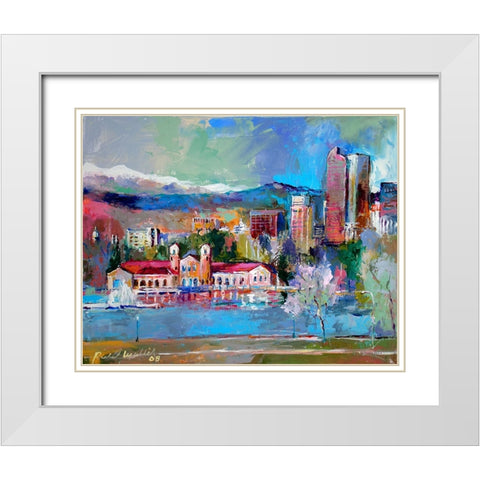 Denver White Modern Wood Framed Art Print with Double Matting by Wallich, Richard