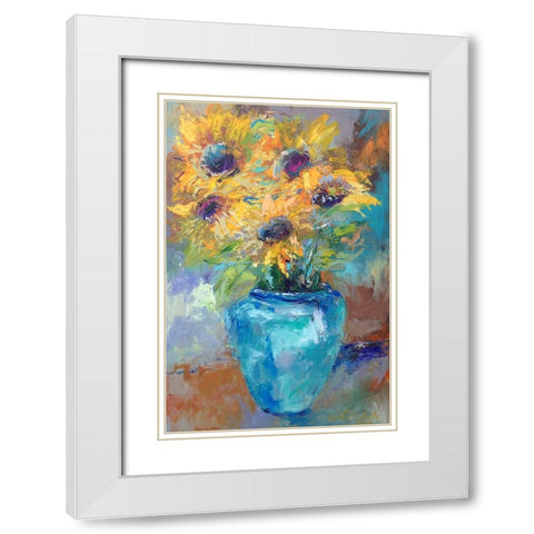 Sunflowers With Light Blue White Modern Wood Framed Art Print with Double Matting by Wallich, Richard