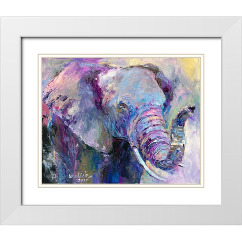 Blue Elephant White Modern Wood Framed Art Print with Double Matting by Wallich, Richard