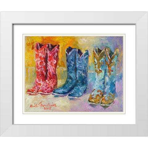 Cowboy Boots White Modern Wood Framed Art Print with Double Matting by Wallich, Richard