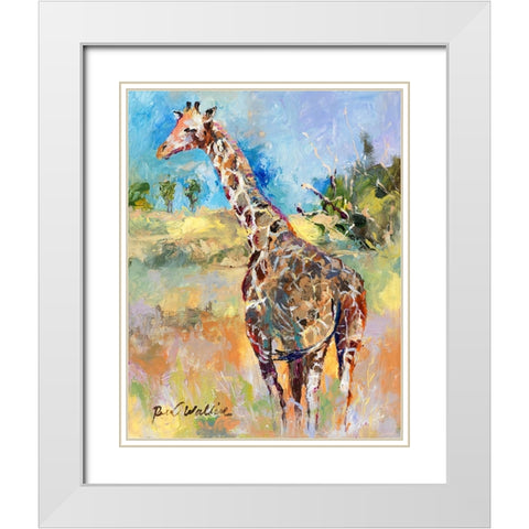 Giraffe White Modern Wood Framed Art Print with Double Matting by Wallich, Richard