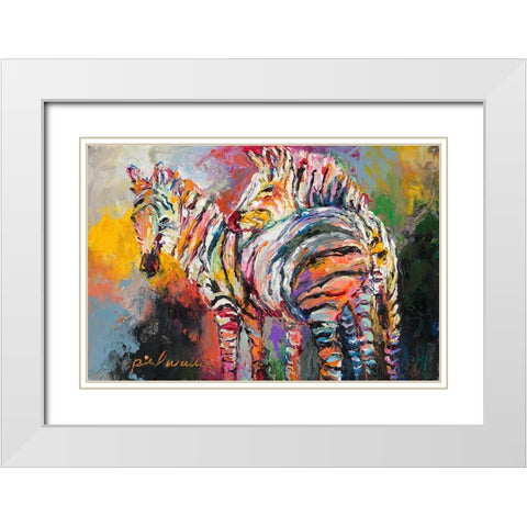 Zebras White Modern Wood Framed Art Print with Double Matting by Wallich, Richard
