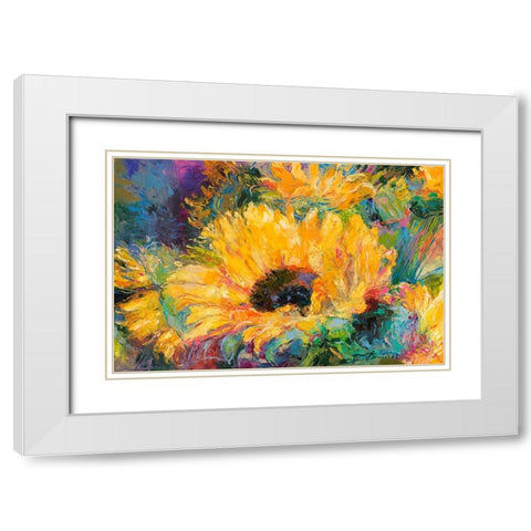 Blue Sunflowers White Modern Wood Framed Art Print with Double Matting by Wallich, Richard