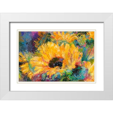 Blue Sunflowers White Modern Wood Framed Art Print with Double Matting by Wallich, Richard