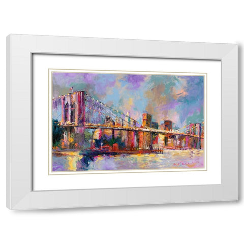 Brooklyn Bridge White Modern Wood Framed Art Print with Double Matting by Wallich, Richard