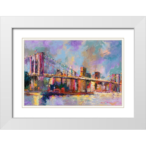 Brooklyn Bridge White Modern Wood Framed Art Print with Double Matting by Wallich, Richard