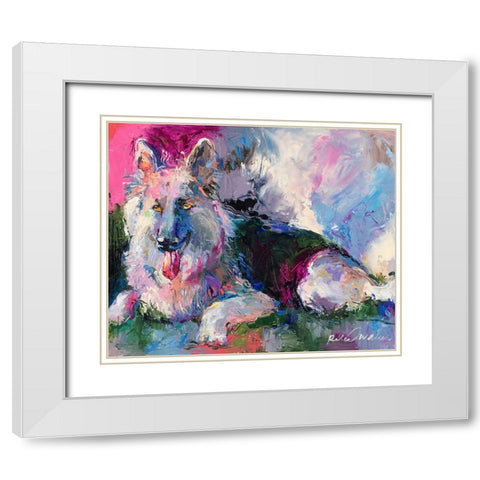 German Shepherd White Modern Wood Framed Art Print with Double Matting by Wallich, Richard
