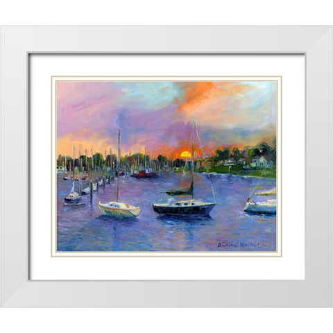 Wickford At Dusk White Modern Wood Framed Art Print with Double Matting by Wallich, Richard