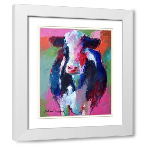 Art Pink Cow White Modern Wood Framed Art Print with Double Matting by Wallich, Richard