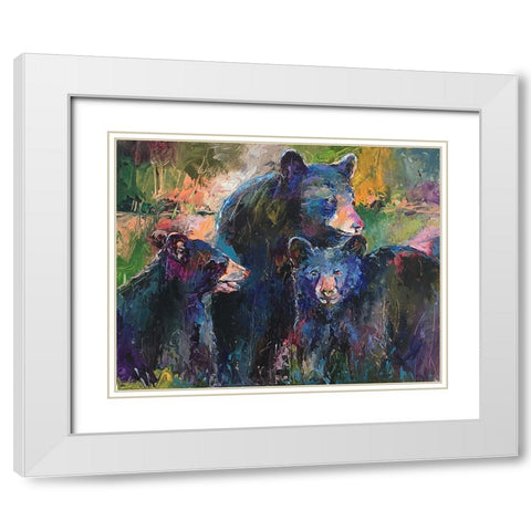 Art Bear Family White Modern Wood Framed Art Print with Double Matting by Wallich, Richard