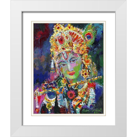 Krishna White Modern Wood Framed Art Print with Double Matting by Wallich, Richard