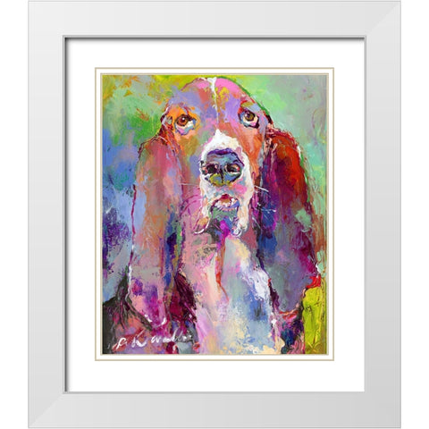 Art Basset Hound White Modern Wood Framed Art Print with Double Matting by Wallich, Richard