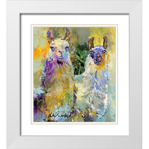 Llamas White Modern Wood Framed Art Print with Double Matting by Wallich, Richard
