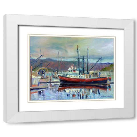 Red Boat White Modern Wood Framed Art Print with Double Matting by Wallich, Richard