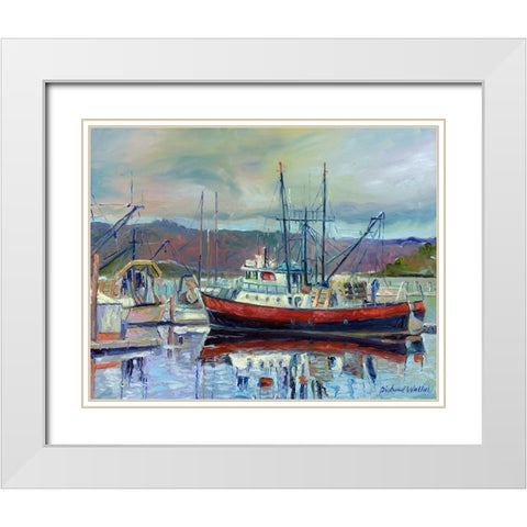Red Boat White Modern Wood Framed Art Print with Double Matting by Wallich, Richard