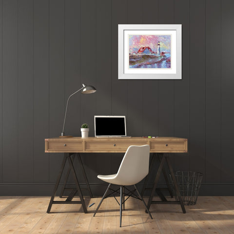 Lighthouse White Modern Wood Framed Art Print with Double Matting by Wallich, Richard