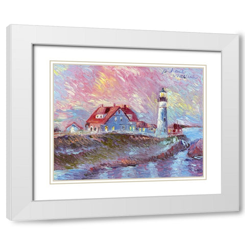 Lighthouse White Modern Wood Framed Art Print with Double Matting by Wallich, Richard