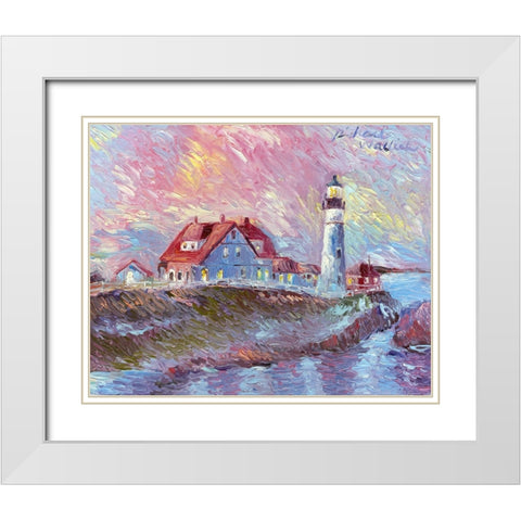 Lighthouse White Modern Wood Framed Art Print with Double Matting by Wallich, Richard