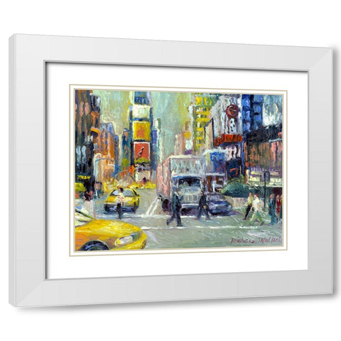 Times Square White Modern Wood Framed Art Print with Double Matting by Wallich, Richard