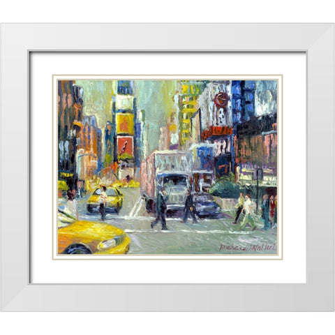 Times Square White Modern Wood Framed Art Print with Double Matting by Wallich, Richard