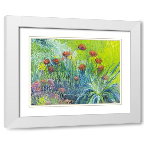 Art Flowers 1 White Modern Wood Framed Art Print with Double Matting by Wallich, Richard