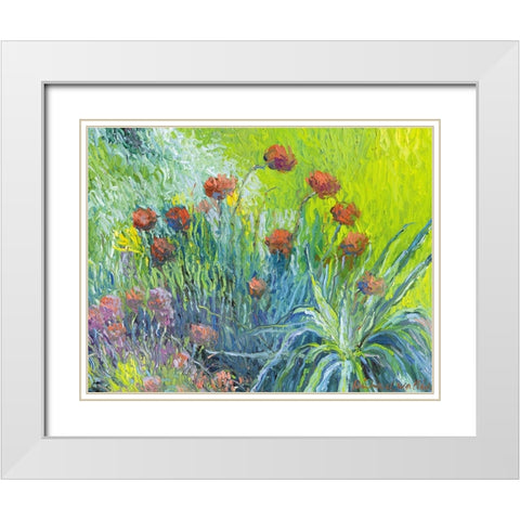 Art Flowers 1 White Modern Wood Framed Art Print with Double Matting by Wallich, Richard