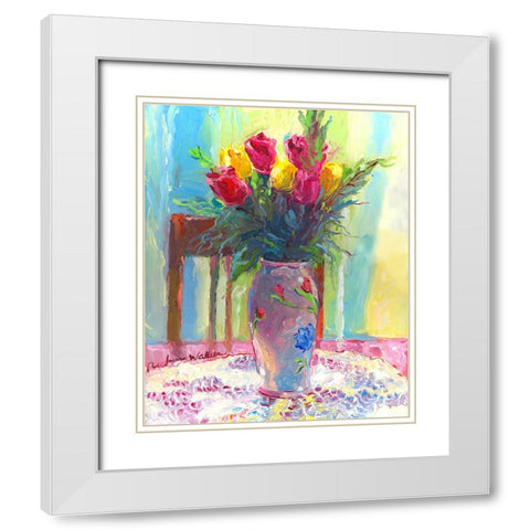 Roses 4 White Modern Wood Framed Art Print with Double Matting by Wallich, Richard