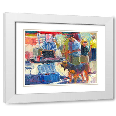 Walking The Dog White Modern Wood Framed Art Print with Double Matting by Wallich, Richard