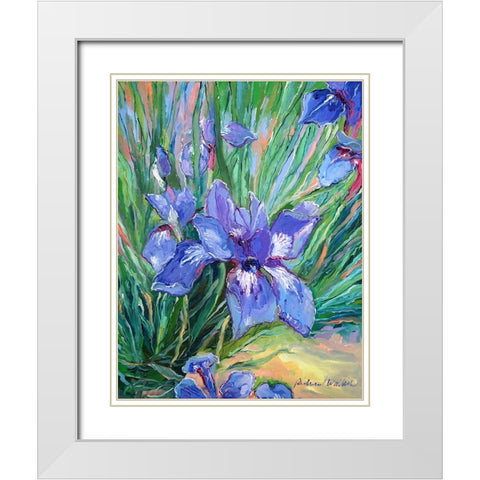 Iris White Modern Wood Framed Art Print with Double Matting by Wallich, Richard