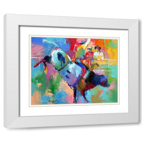 Bull Riding White Modern Wood Framed Art Print with Double Matting by Wallich, Richard