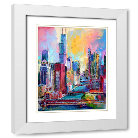 Chicago 3 White Modern Wood Framed Art Print with Double Matting by Wallich, Richard