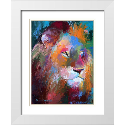Lion 4 White Modern Wood Framed Art Print with Double Matting by Wallich, Richard