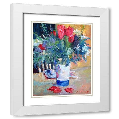 Tulip White Modern Wood Framed Art Print with Double Matting by Wallich, Richard