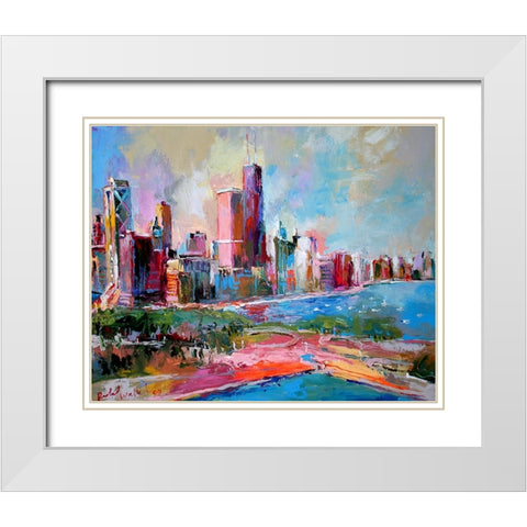 Cityscape White Modern Wood Framed Art Print with Double Matting by Wallich, Richard